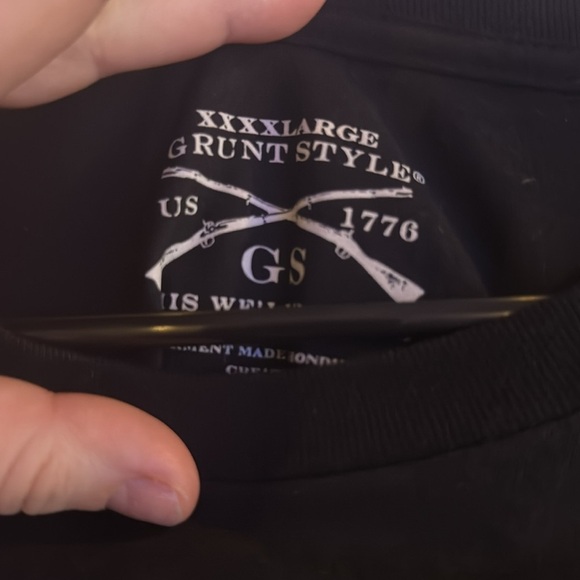 Grunt Style Black Tee with Patriotic Spartan Design - Picture 4 of 4